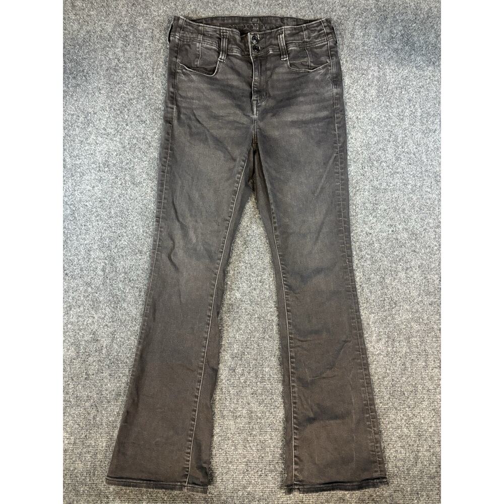 American Eagle Jeans Women's 8 Black Dark Wash Hi-Rise Skinny Kick Jeans